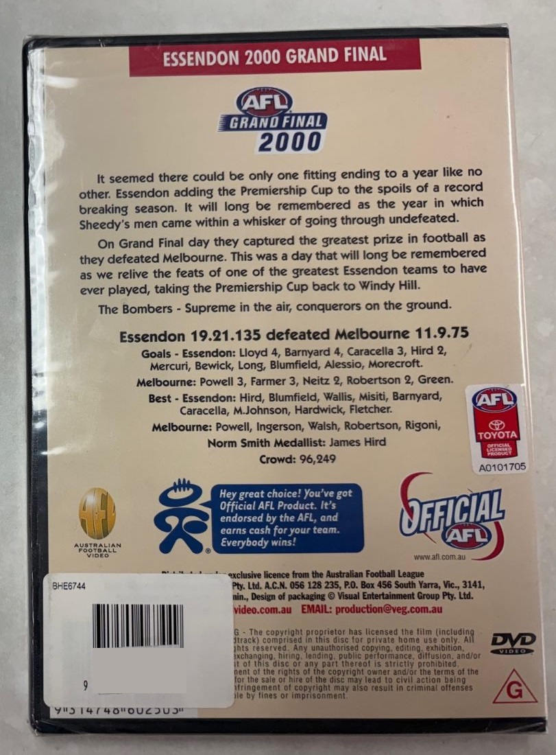 2000 ESSENDON 2000 Back copy